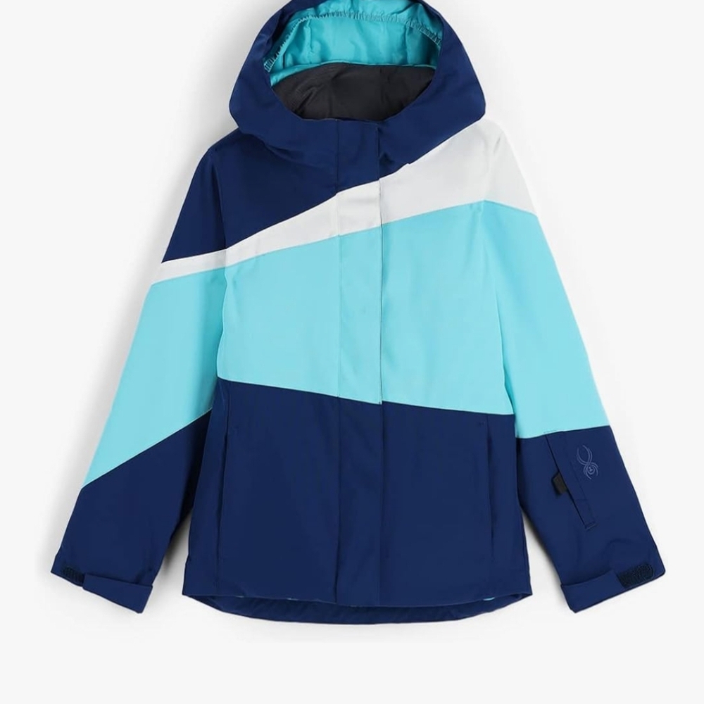 Spyder Kids Puffer Jacket - Navy, Light Blue, and White